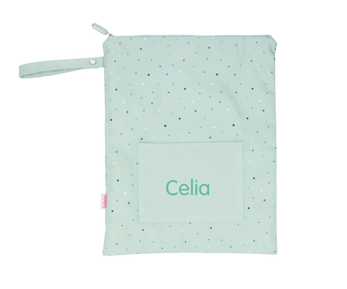 Bolsa Tutete Impermeable Grande Dots Sage Personalizable