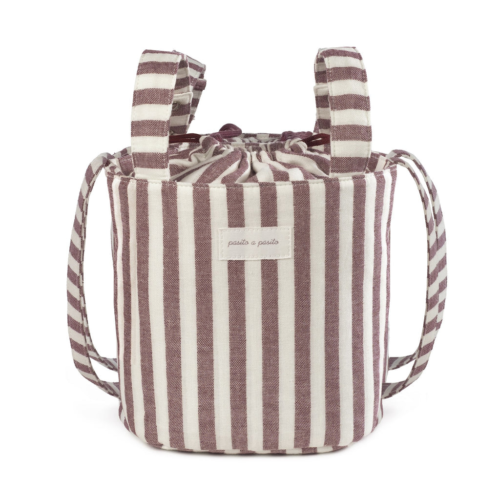 Bolsa Bucket Pasito a Pasito Cherry Rayas