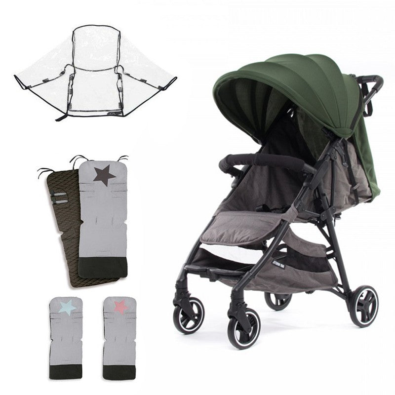 PACK Silla paseo Baby Monsters kuki con plastico de lluvia y colchoneta Star