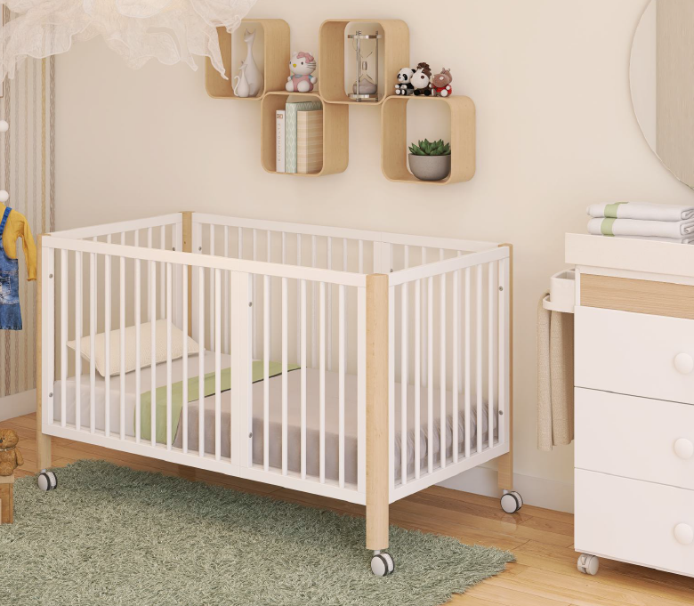Cuna-Cama Trama Flexi Blanco Mate/Haya