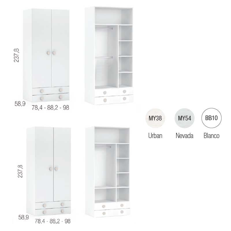Armario DOS puertas y cajones Ros Mini SOFT