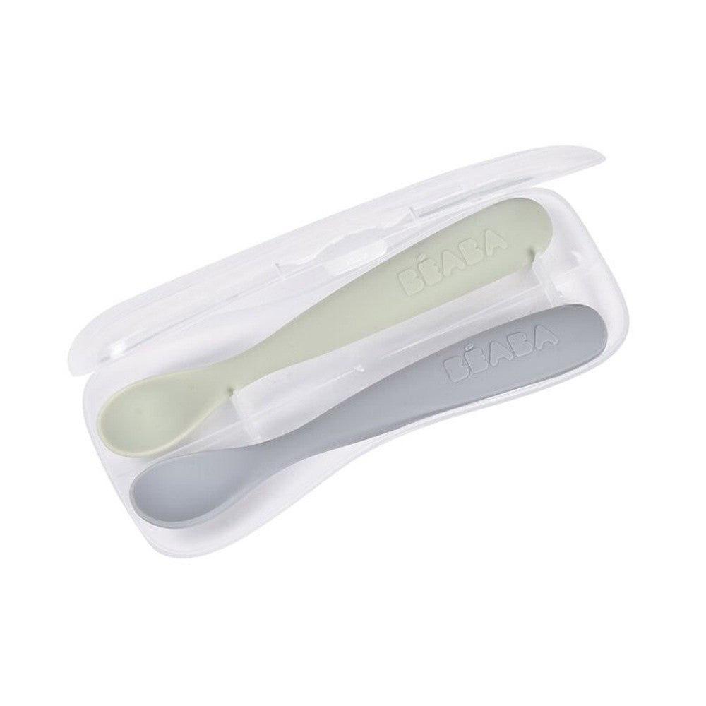 2 cucharas Beaba soft silicona primera edad + estuche
