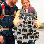 Cobertor porteo polar Bundlebean Grey Elephants