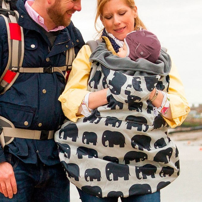 Cobertor porteo polar Bundlebean Grey Elephants