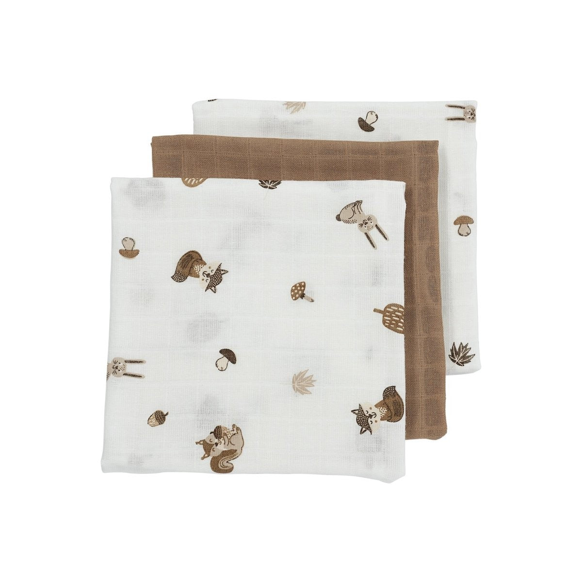 Muselina Mediana Meyco Forest Animals Toffee Pack De 3