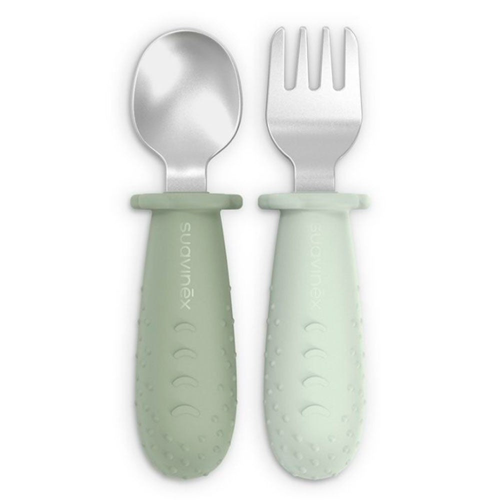 Set 2 Cubiertos Suavinex Silicona Acero Inoxidable
