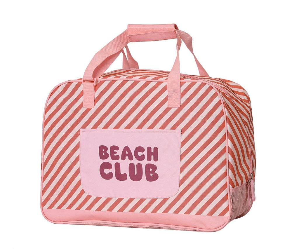 Bolso de Playa con Rejilla Personalizable Monnëka Stripes Bloom & Blush