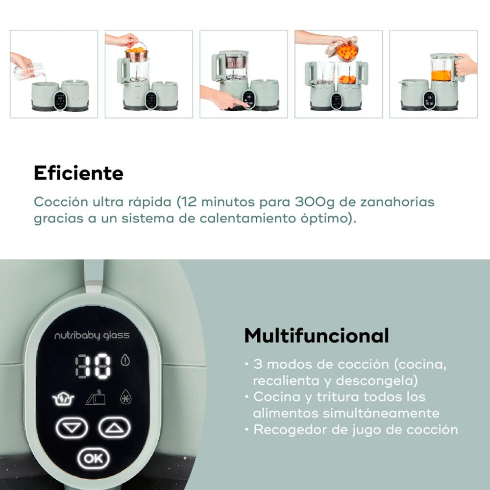 Robot de cocina Babymoov Nutribaby Glass de vidrio Celadon Green
