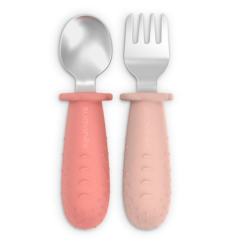 Set 2 Cubiertos Suavinex Silicona Acero Inoxidable