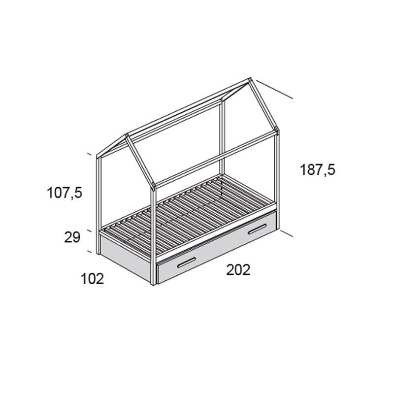 Cama Ros Mini CASITA NIDO 190x90 con cama inferior