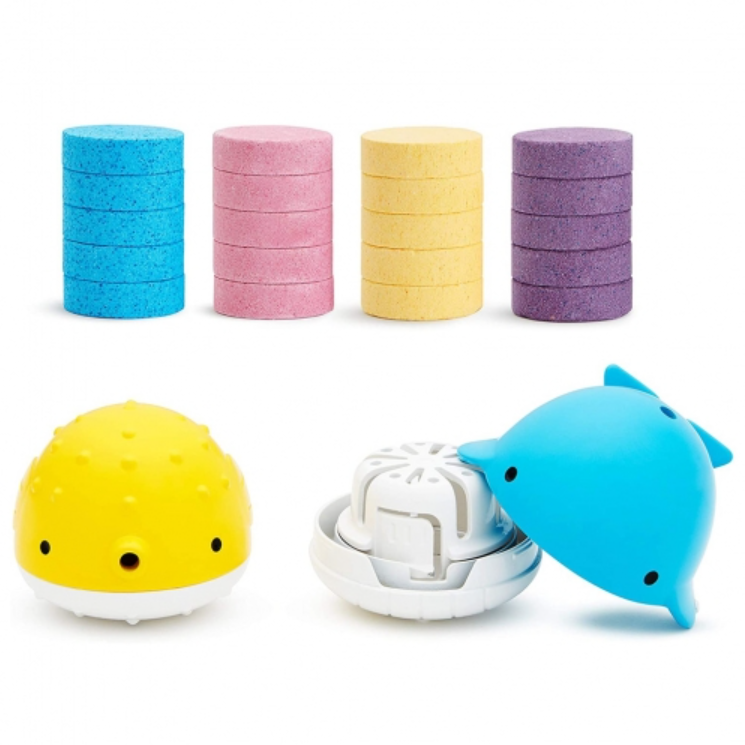 Juguete dispensador Munchkin Buddies (2 ud.) con bombas de baño (20 ud.)