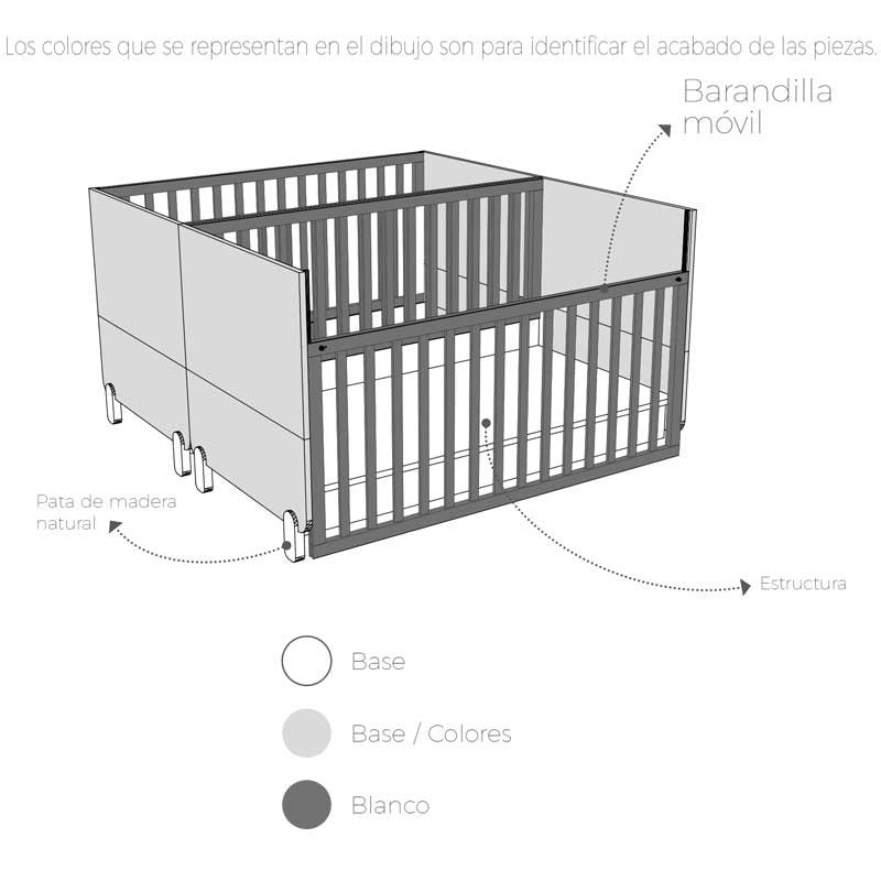 Cuna Convertible Ros MIni GEMELAR DUO PLUS