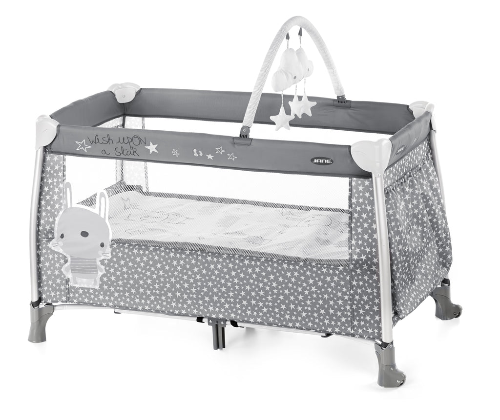 Cuna de viaje Jane Duo level Aluminio con Peluches