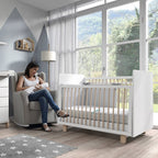 Cuna Ros Mini ELEMENTAL 120x60 con barandilla abatible y opción de ruedas