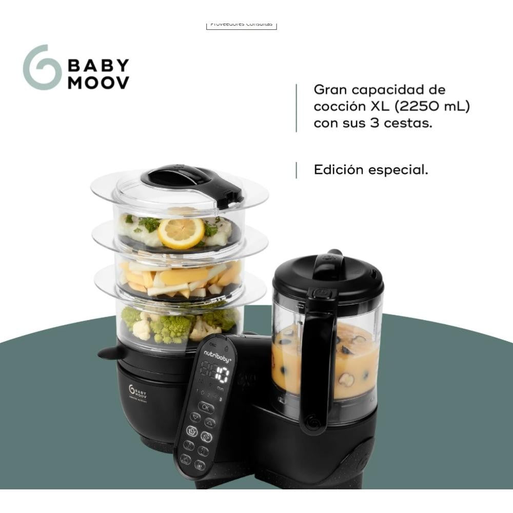 Robot de cocina 6 en 1 Babymoov Nutribaby XL + Mineral Black