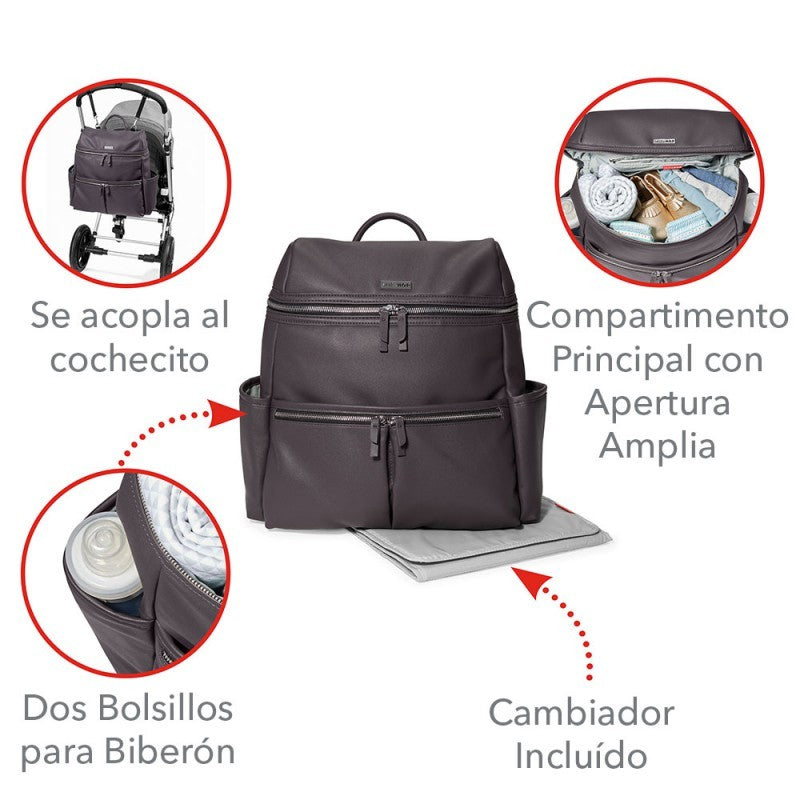 Bolso Mochila Skip Hop Flatiron Raisin