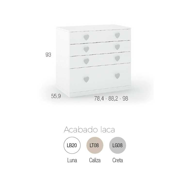 Cómoda Lacada 4 cajones Ros Mini SOFT