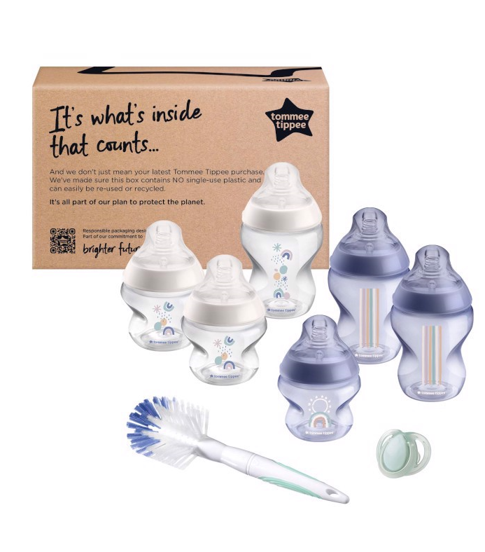 KIT Tommee Tippee 6 biberones Valvula Anticolico y 1 chupete nocturno