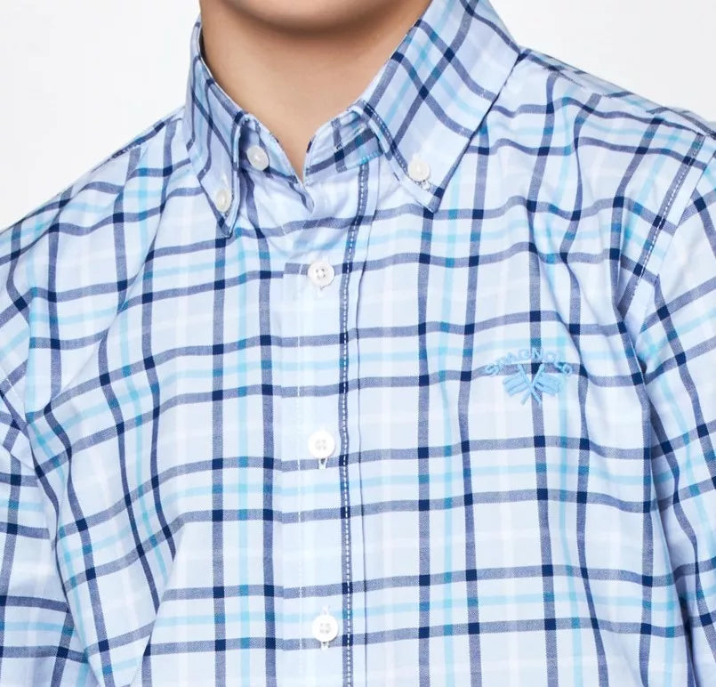Camisa Spagnolo cuello boton oxford cuadros 4525