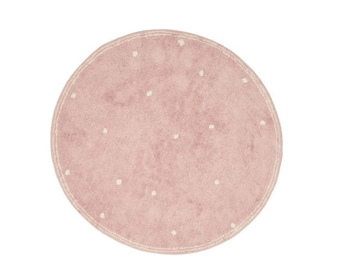 Alfombra Redonda Little Dutch de Puntos Rosa