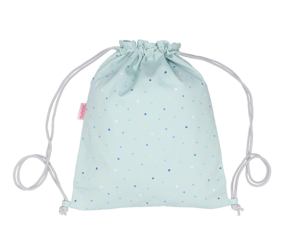 Mochila Tutete Saco Tela Dots Sage Personalizable