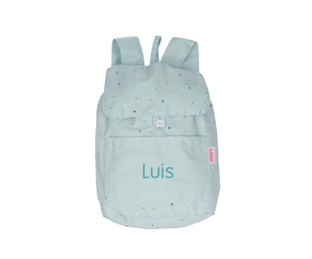 Mochila Tutete Pequeña Tela Dots Sage Personalizable