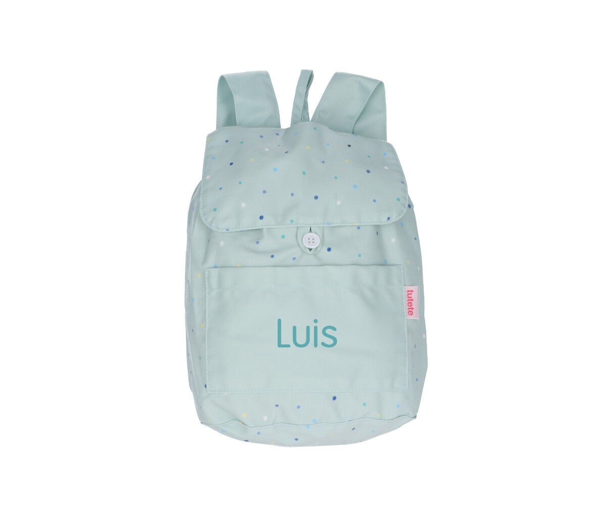 Mochila Tutete Pequeña Tela Dots Sage Personalizable