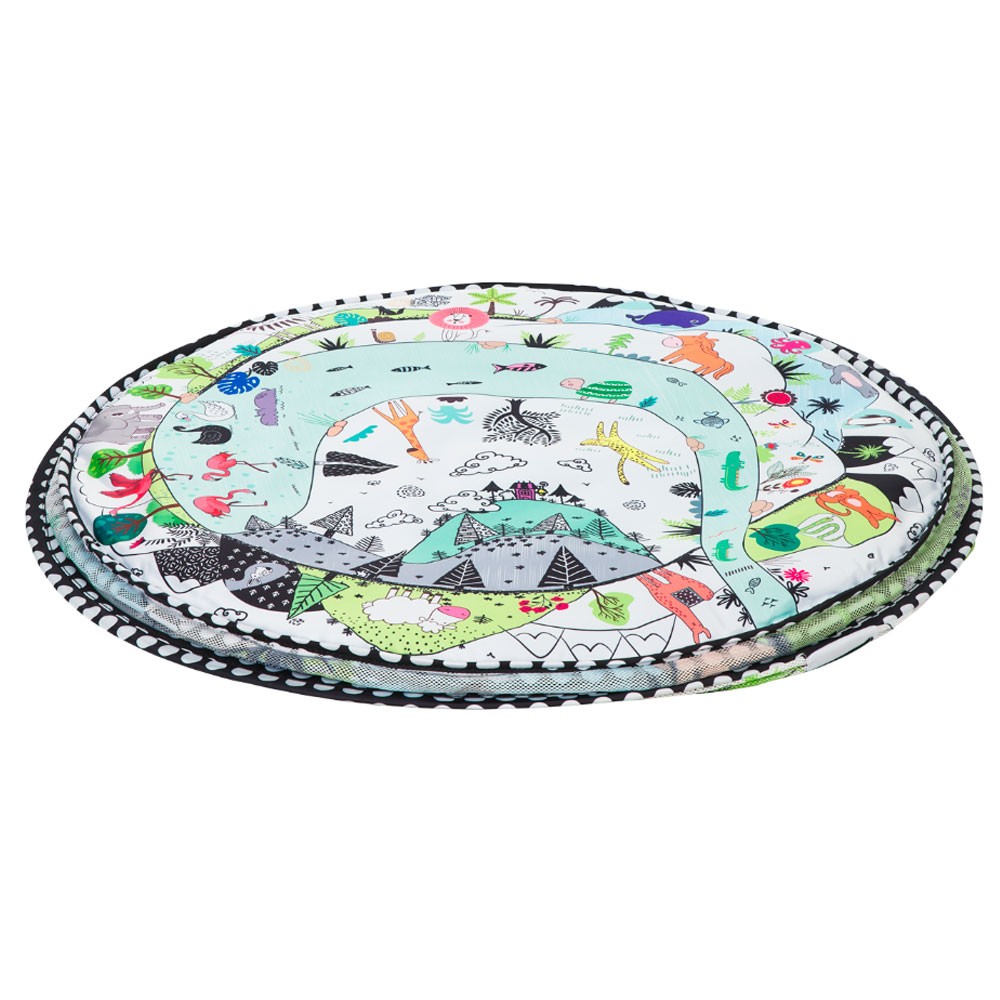 Alfombra educativa y Gimnasio KikkaBoo con 30 bolas Animals World