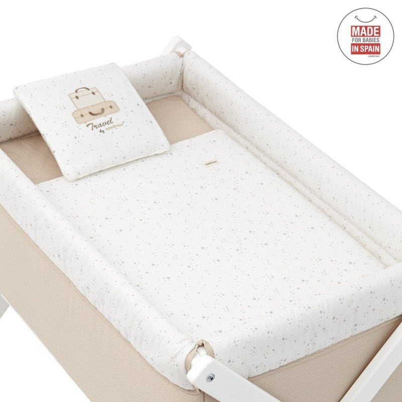 Minicuna Tijera Madera Cambrass Sky Beige/Blanco