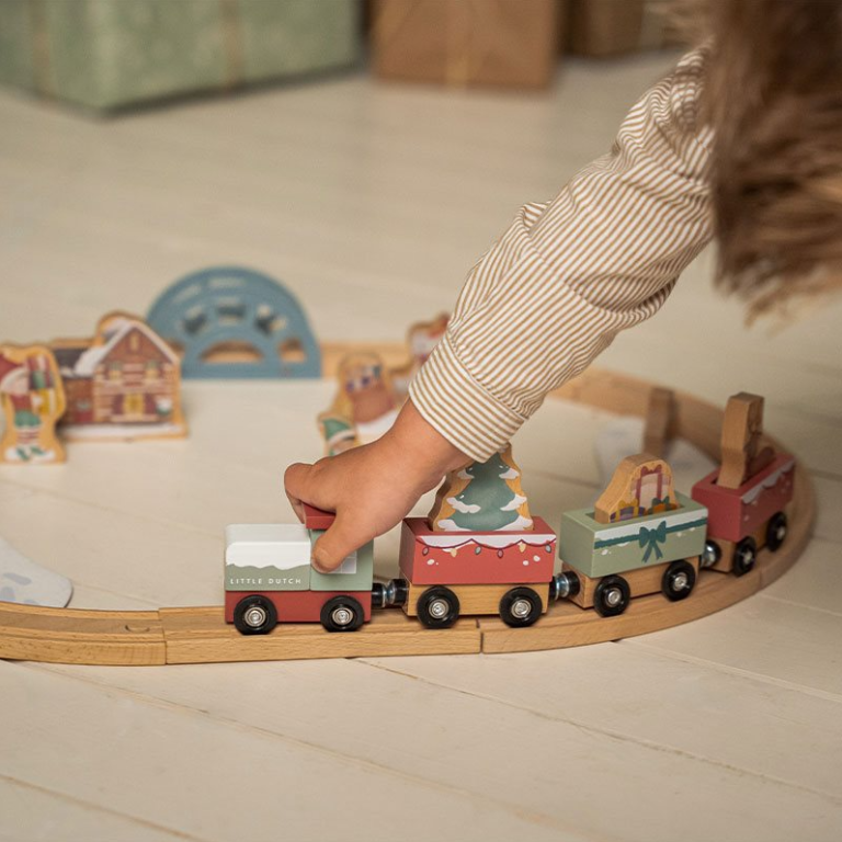 Vía del tren de madera Little Dutch Navidad