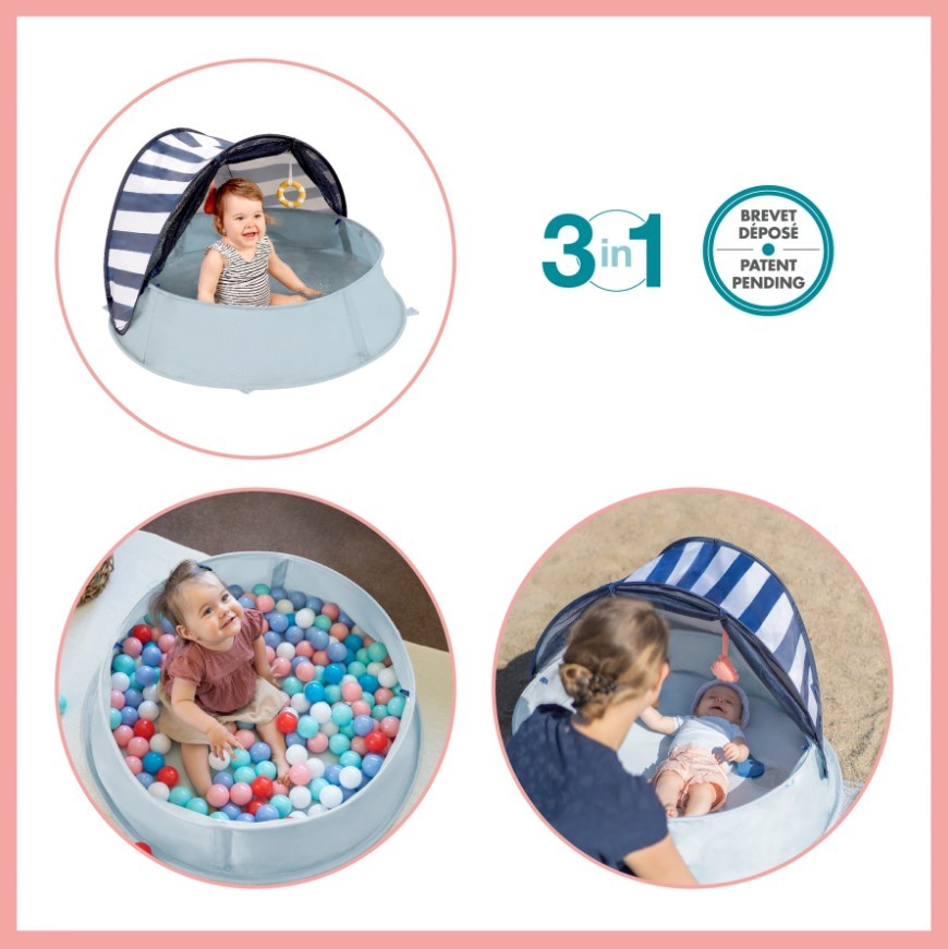 Tienda de juego Anti-UV Babymoov Alta Protección FPS 50+ y Piscina AQUANI marinera