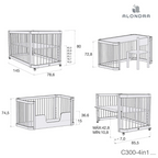 Minicuna cuna cama escritorio 4 en 1 Alondra Madera Crea Tre Nomad