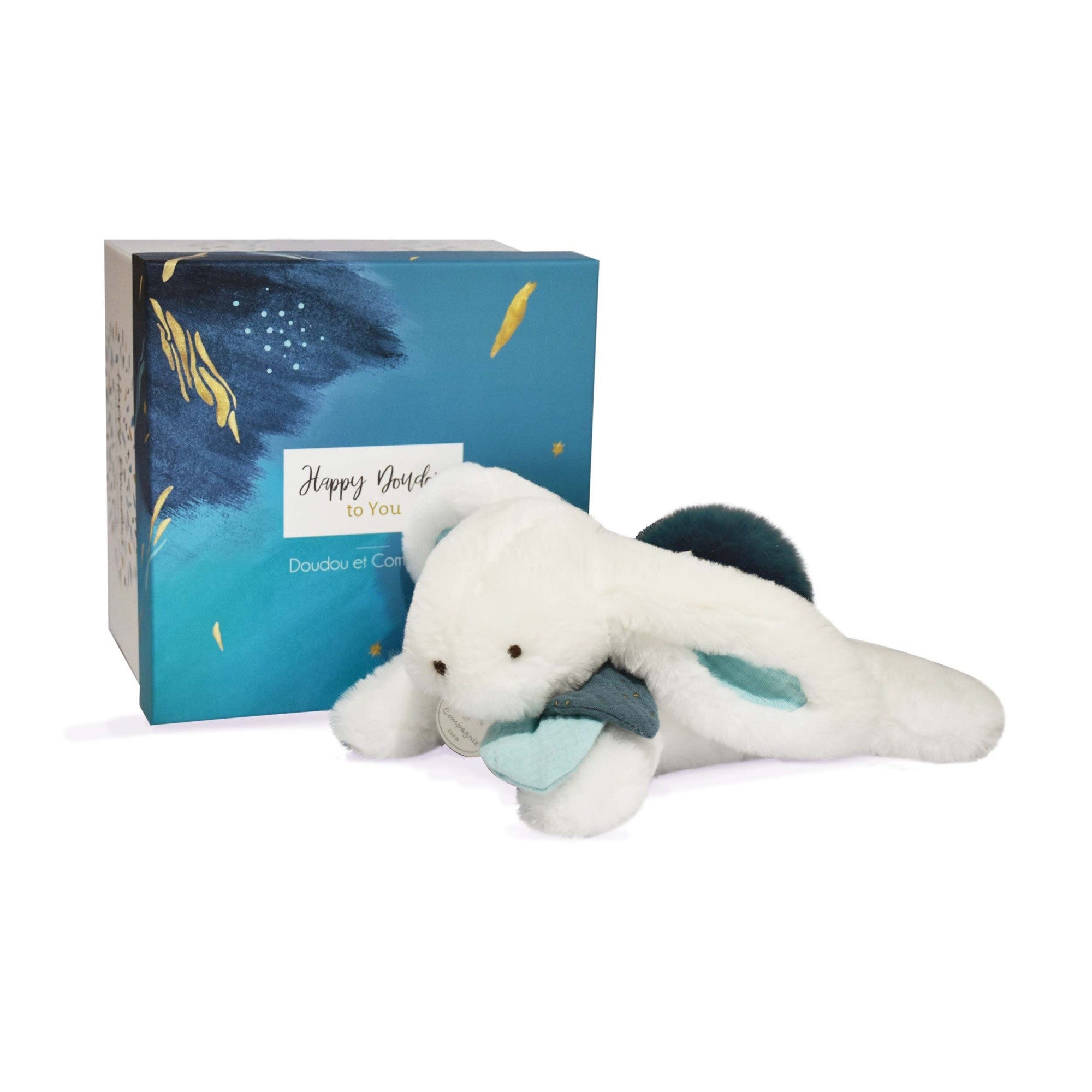 Caja regalo con Conejito pompón pavo 25 cm DouDou Et Compagnie