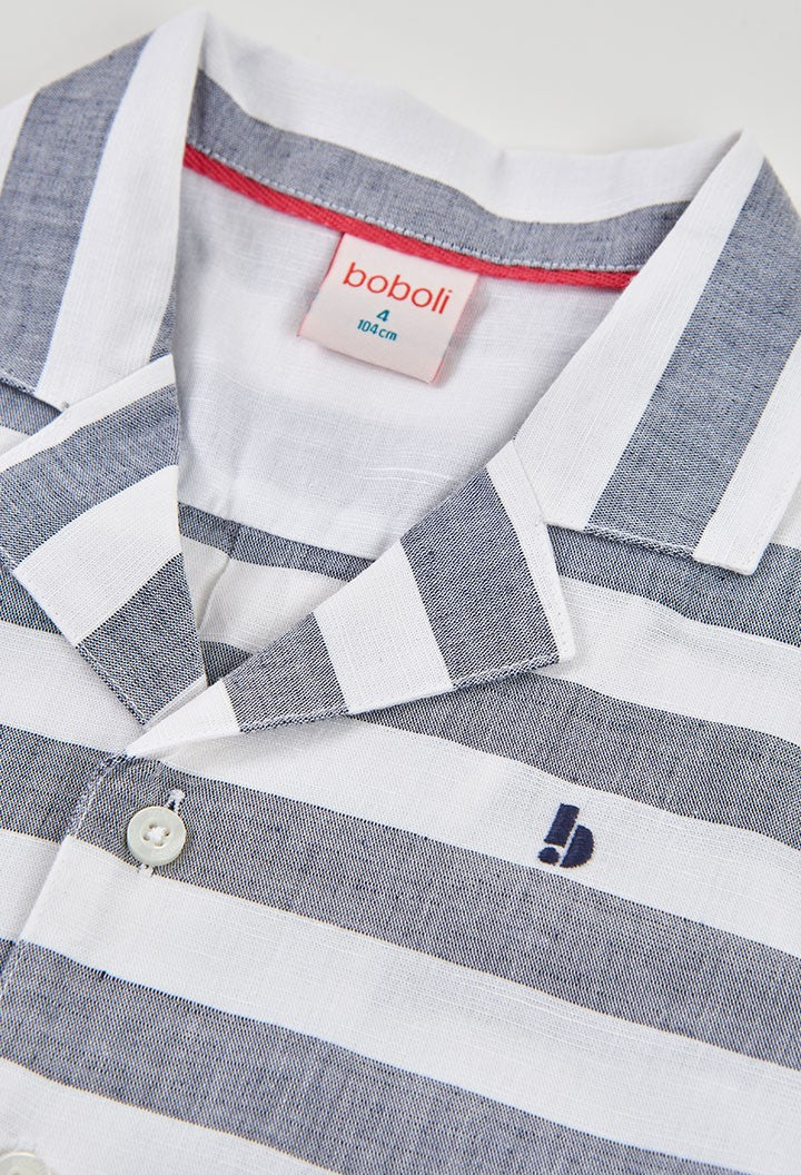 Camisa Boboli en lino con listado horizontal