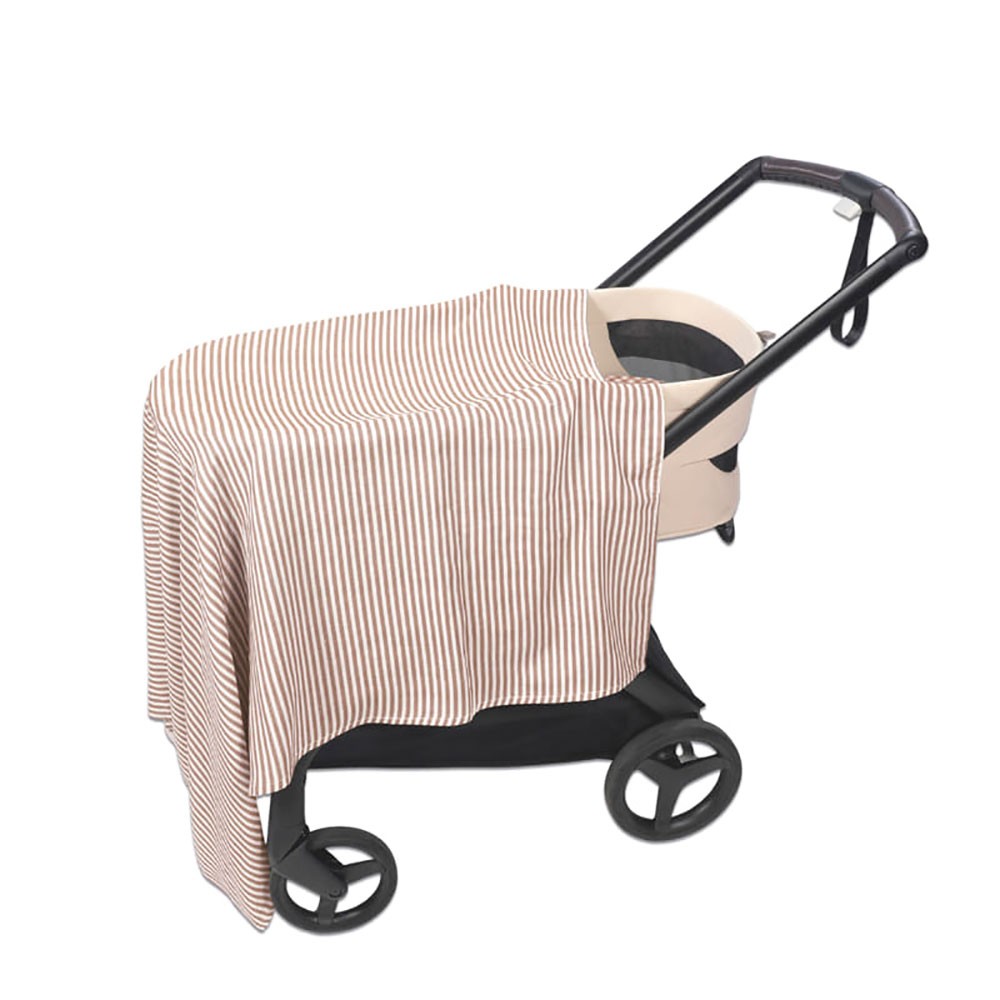 Funda Colchón Cuco Vichy + Muselina Rayas Walking Mum Praliné