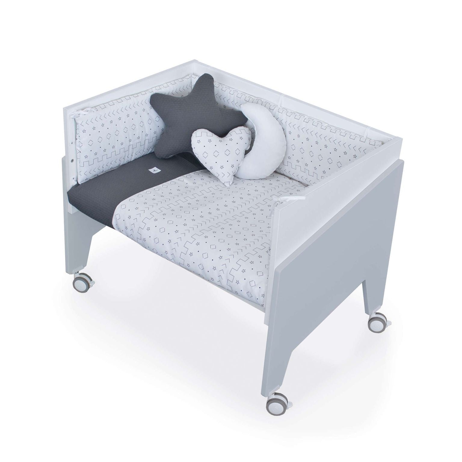 Minicuna Colecho Alondra EQUO GRIS con Set Textil y colchón