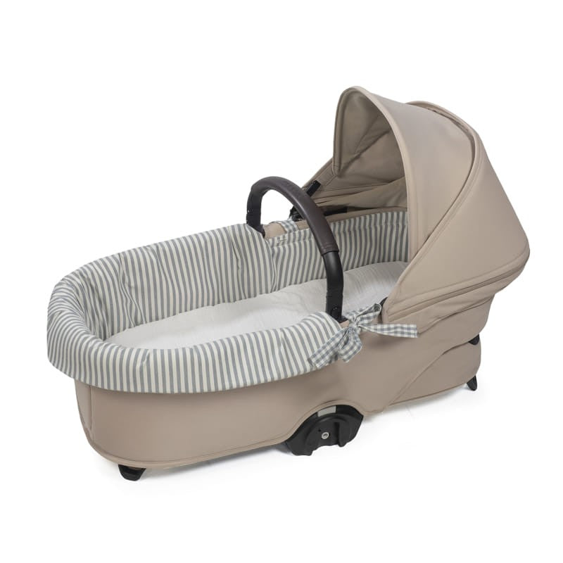 Cubre cuco Walking Mum dual + funda colchón Praliné Vichy/Rayas
