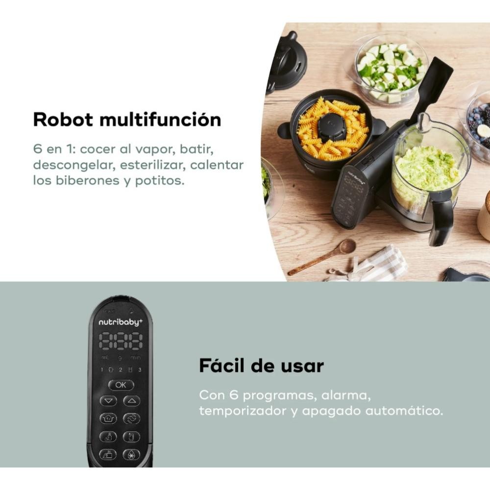Robot de cocina 6 en 1 Babymoov Nutribaby XL + Mineral Black