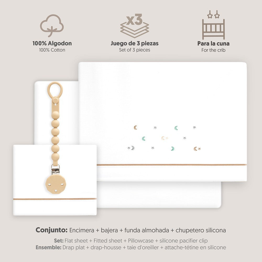 Triptico Cuna Estrella multicolor Luna+ Broche Interbaby