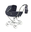 Cochecito para Reborn Arrue Princess Jr. Marino con bolso y cesta metalica