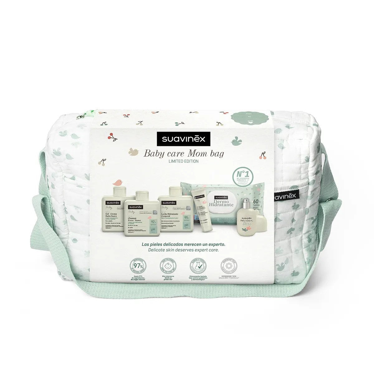 Bolso Paseo Suavinex Birdies con 5 Productos de cosmetica
