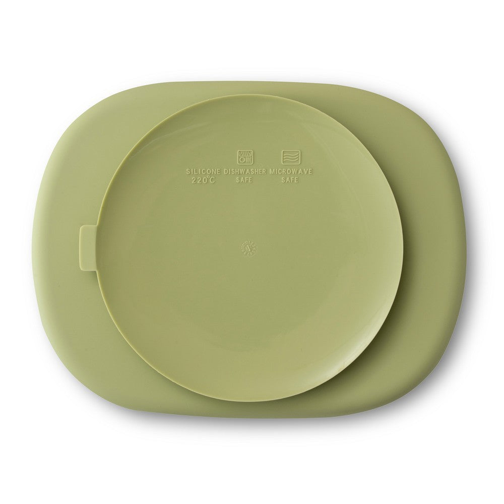 Plato compartimentado de silicona Interbaby con tapa y ventosa