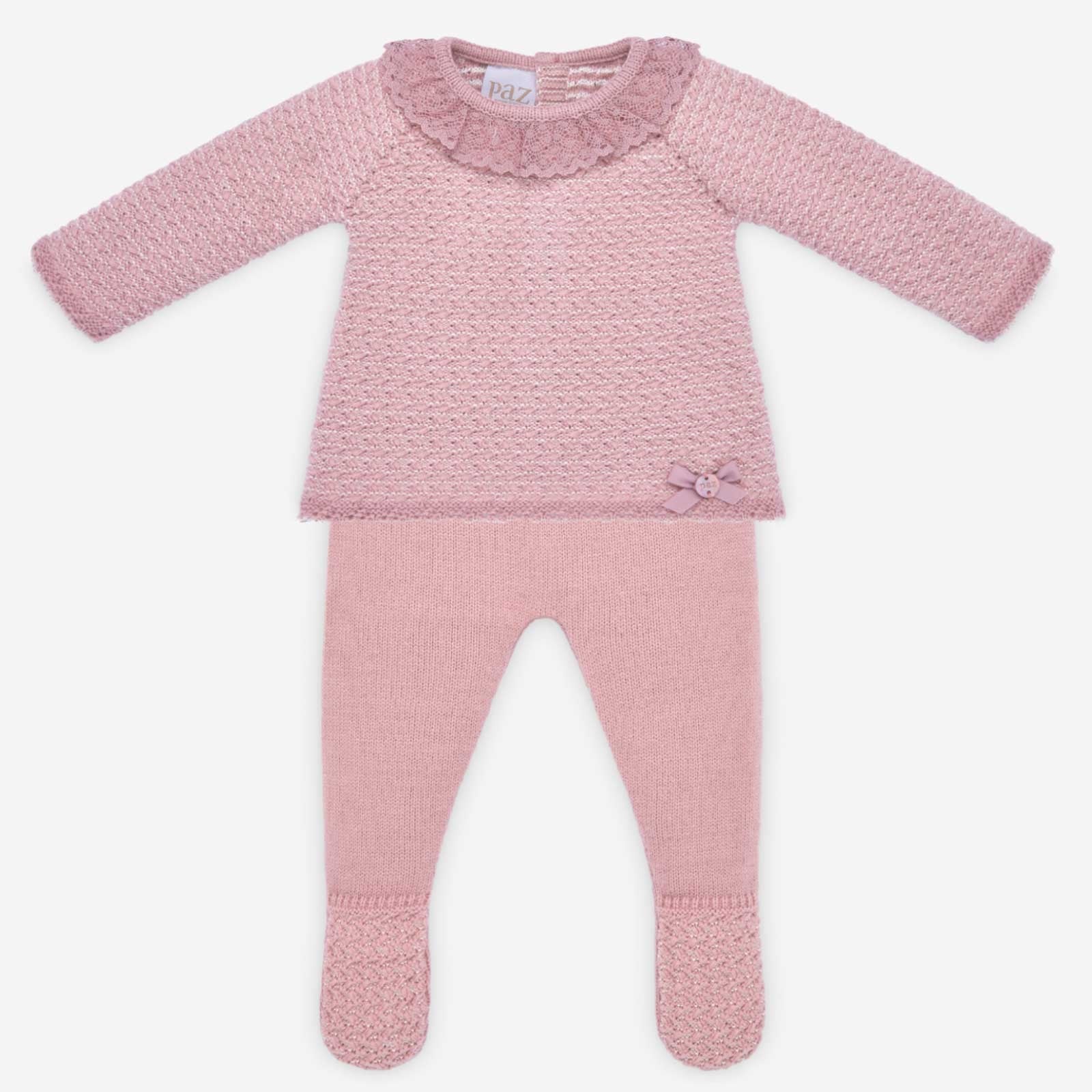Conjunto Paz Rodriguez Alba Jubón con puntilla y polaina