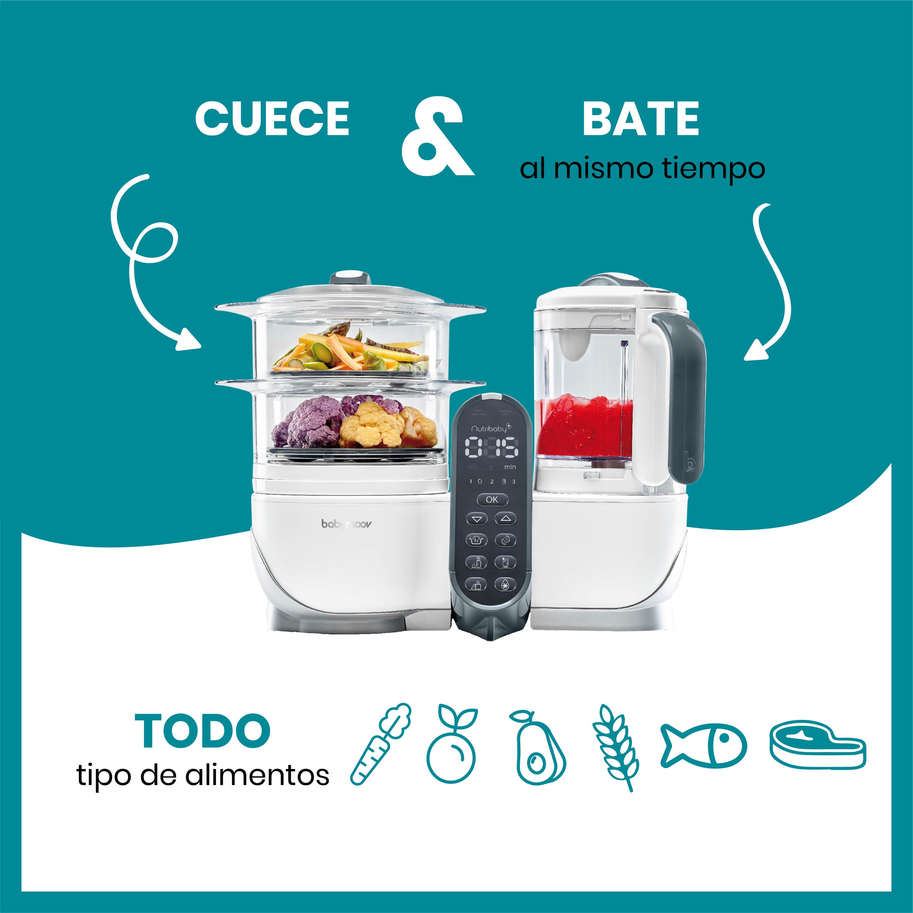 Robot de cocina Babymoov Nutribaby (+) batidora y vaporera