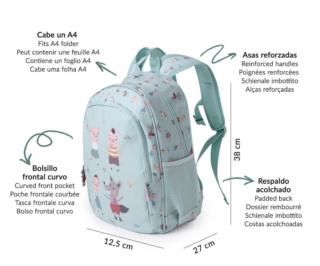 Mochila Mediana + Llavero Tutete The Three Little Pigs