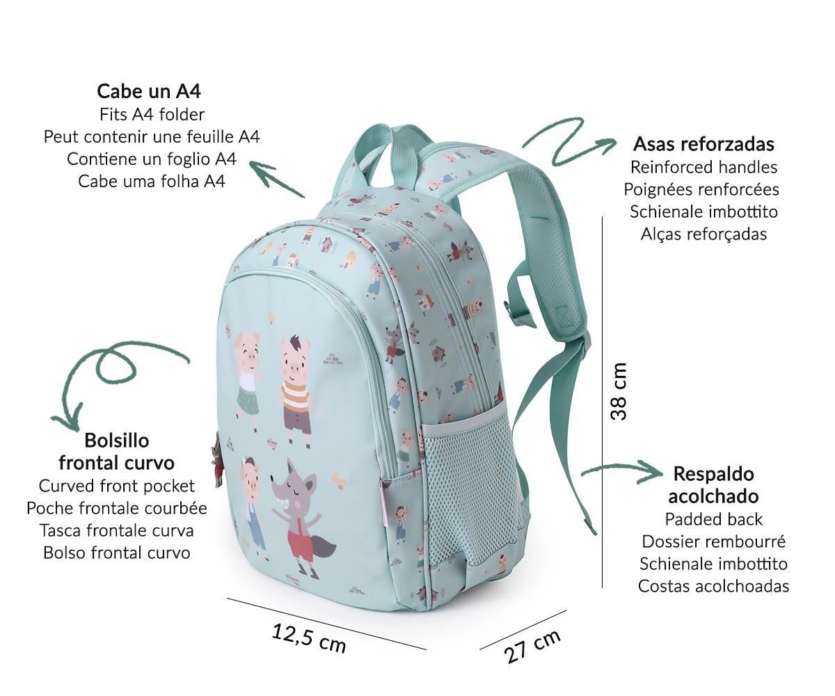 Mochila Mediana + Llavero Tutete The Three Little Pigs
