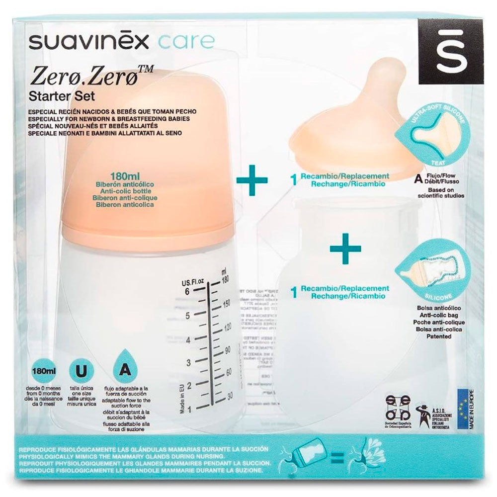 Set Suavinex Inicio Biberón Zero Zero 180ml y Recambio