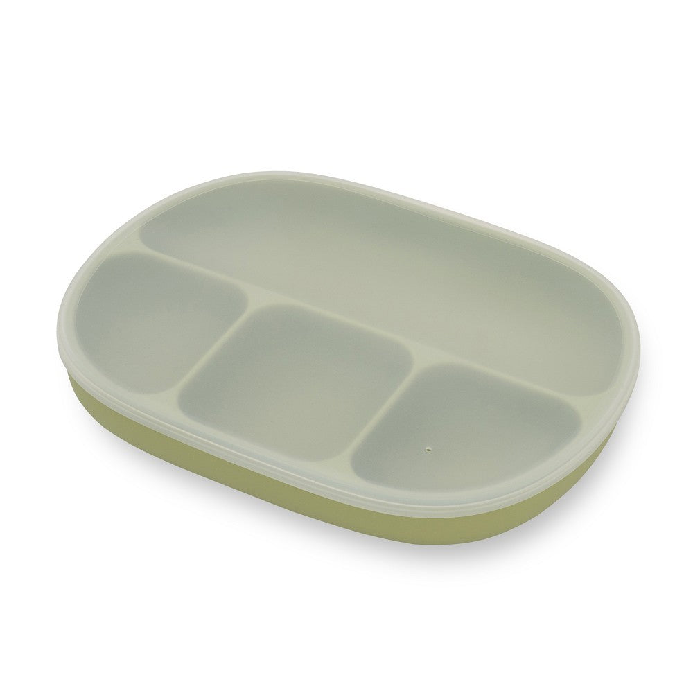 Plato compartimentado de silicona Interbaby con tapa y ventosa