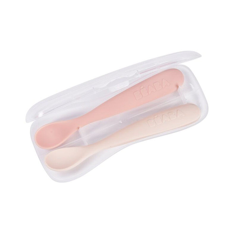 2 cucharas Beaba soft silicona primera edad + estuche