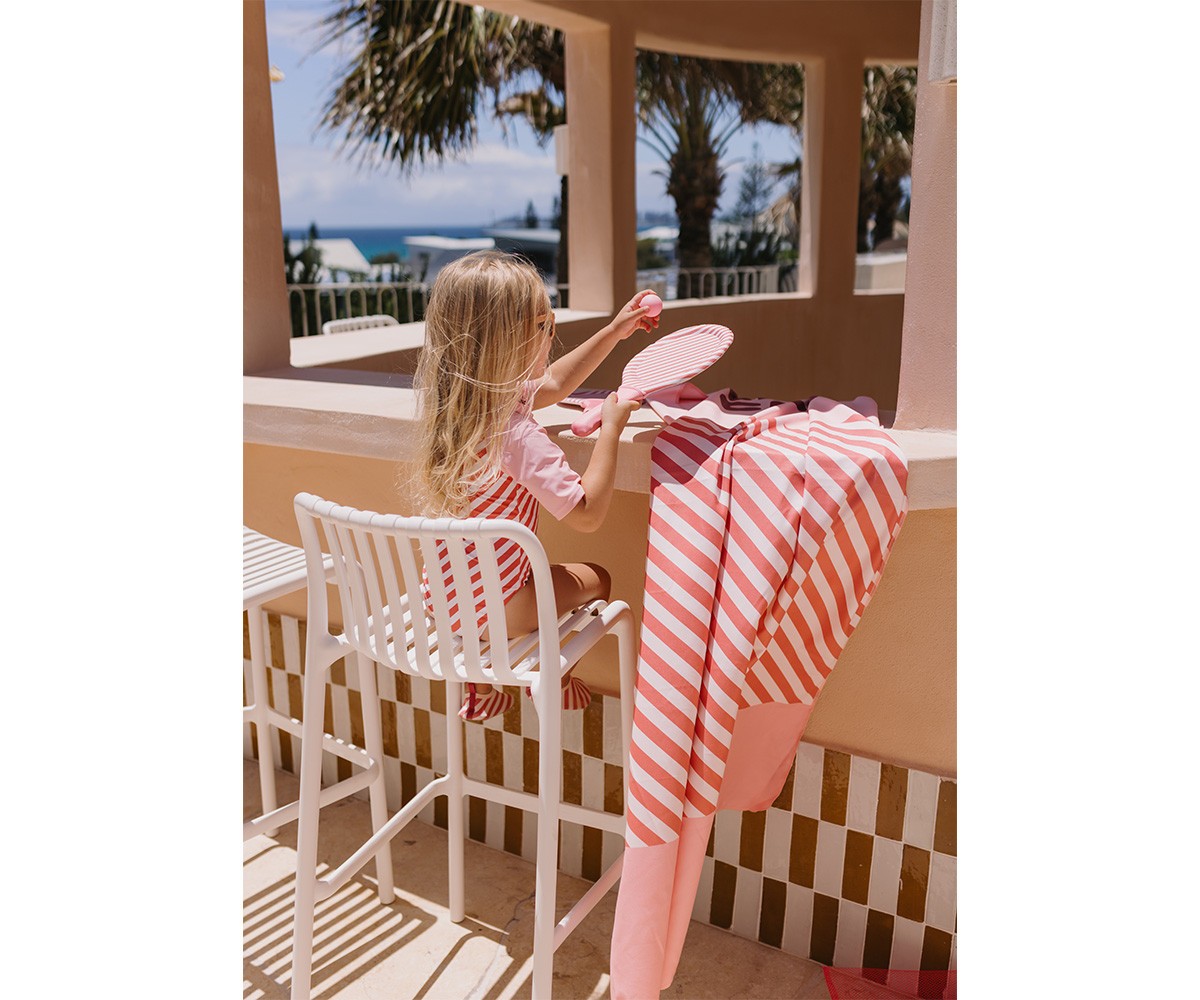 Toalla Playa Microfibra Personalizable Monnëka Stripes Bloom & Blush